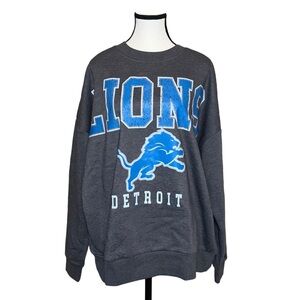 NFL Lions Gray and Blue Crewneck Sweater